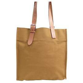 Hermès-NINE HERMES ETRIVIERE YELLOW CANVAS TOTE HAND BAG PURSE-Yellow