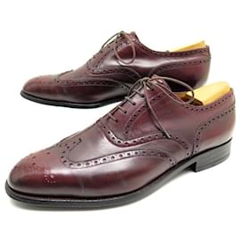 JM Weston-JM WESTON 375 OXFORD FLOWERED TIP 10E 44 BORDEAUX LEATHER SHOES-Dark red