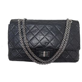 CHANEL 2.55 MAXI JUMBO QUILTED BLACK LEATHER SHOULDER BAG Black