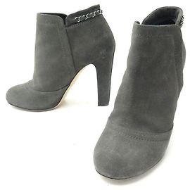 CHANEL SHOES HEEL BOOTS G29928 39 IN GREY SUEDE Grey