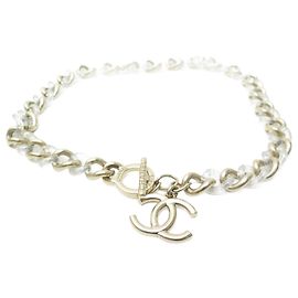 COLLAR CHANEL MEDALLA CC CADENA ENTRELAZADA METAL DORADO RESINA 2017 CINTURÓN Dorado