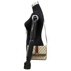 Gucci-Sac à bandoulière Gucci GG Canvas Web en très bon état-Marron