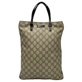 Gucci-Gucci Gucci GG Supreme Logo Lederhandtasche Mini-Einkaufstasche Canvas-Einkaufstasche in sehr gutem Zustand-Braun