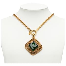 Chanel-Chanel Chanel Vintage Color Stone Diamond Necklace Gold Plated Metal Necklace in Excellent condition-Golden