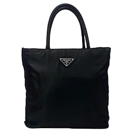 Prada-Prada Nylon Handbag Tote Canvas Handbag-Black