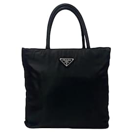 Prada-Prada Nylon Handbag Tote Canvas Handbag in Very Good Condition-Black