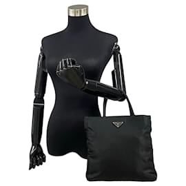 Prada-Prada Nylon Handbag Tote Canvas Handbag-Black