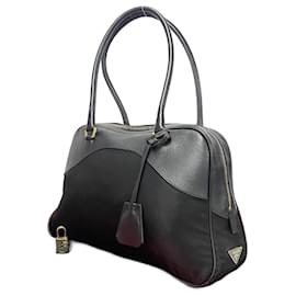 Prada-Prada Mini Boston Bag Leather Handbag in Very Good Condition-Black