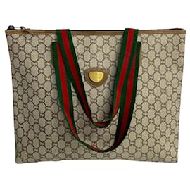 Gucci-Gucci Gucci Plus Tote Bag Canvas Tote Bag 34929 in Very Good Condition-Brown