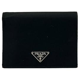 Prada-Portefeuille court en toile Prada Tessuto Bifold Wallet en très bon état-Noir