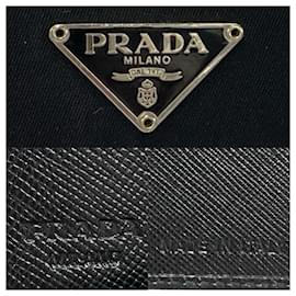 Prada-Portefeuille court en toile Prada Tessuto Bifold Wallet en très bon état-Noir