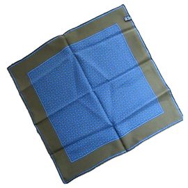 Lenço de seda Christian Dior Caqui e Azul Multicor