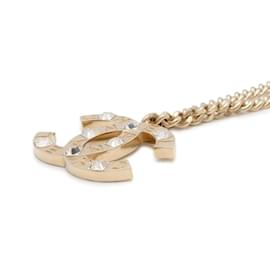 Chanel-Chanel Coco Mark Rhinestone Necklace in Champagne Gold-Golden