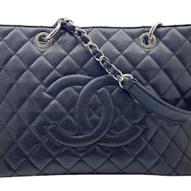 Chanel-Borsa tote in pelle caviar nera Chanel GST Coco Mark-Nero