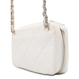 Chanel-Borsa a spalla Chanel Chain 19 Matelassé Coco Mark in pelle di agnello - Bianco-Bianco