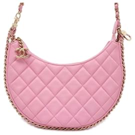 Chanel-Borsa a Spalla Chanel con Catena Matelassé Coco Mark Piccola Hobo in Pelle di Agnello AS3917-Rosa