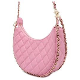 Chanel-Borsa a Spalla Chanel con Catena Matelassé Coco Mark Piccola Hobo in Pelle di Agnello AS3917-Rosa