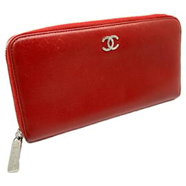 Chanel-Portafoglio lungo in pelle caviar rossa Chanel-Rosso