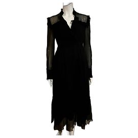 Diane Von Furstenberg DvF wrap effect Crepon chiffon dress Black