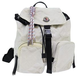 Sac à dos Moncler en nylon blanc Auth 74678 Blanc