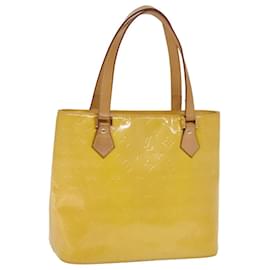 Louis Vuitton-LOUIS VUITTON Monogram Vernis Houston Bolso de Mano Amarillo Lima M91055 LV Auth 77046-Dorado