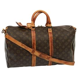 Louis Vuitton-LOUIS VUITTON Monogram Keepall Bandouliere 45 Bolsa Boston M41418 LV Auth 77169-Monograma