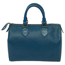 Louis Vuitton-LOUIS VUITTON Epi Speedy 25 Sac à main Bleu Toledo M43015 LV Auth 78936-Bleu