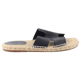 Hermès-Leather sandals-Black