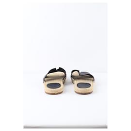 Hermès-Leather sandals-Black