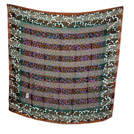 Yves Saint Laurent Sciarpa animalier YSL Marrone Multicolore Verde