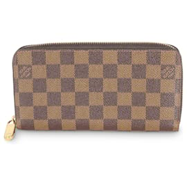 Louis Vuitton-Cartera Zippy de lona Damier Ebene Louis Vuitton-Castaño