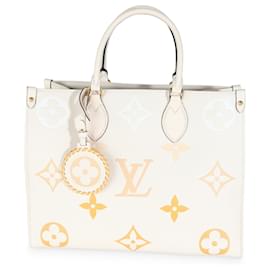 Louis Vuitton-Bolso Onthego MM en Monograma Empreinte Gigante Crema Azafrán Louis Vuitton-Beige,Naranja