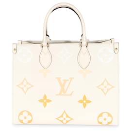 Louis Vuitton-Bolso Onthego MM en Monograma Empreinte Gigante Crema Azafrán Louis Vuitton-Beige,Naranja