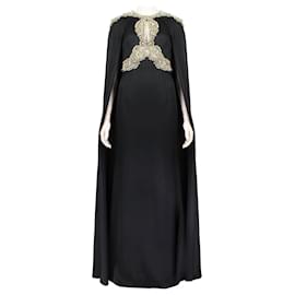Alexander Mcqueen-Alexander McQueen Bejewelled Cape Gown-Black
