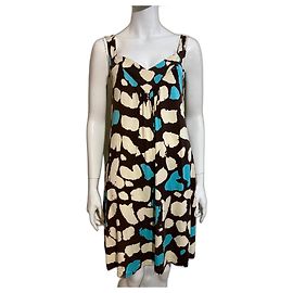Diane Von Furstenberg Vestido de jersey de seda multicolor Carlyle da DvF Marrom Cru Turquesa