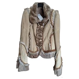 Autre Marque Chaqueta OLIVIER de cuero y shearling Camel Talla 46 Camello