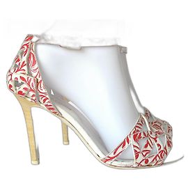 Sergio Rossi Absatzsandalen Maiolica weiß rot Weiß Rot