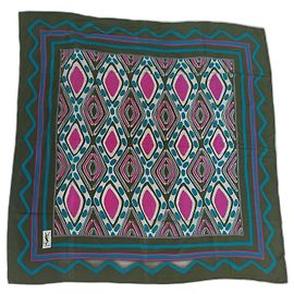 Yves Saint Laurent Lenço de seda multicolorido Multicor
