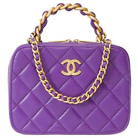 CHANEL Purple Leather Vanity Bag - 102012 Purple