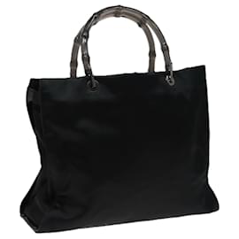 Gucci-Borsa a mano in satin nero GUCCI Bamboo 002 1010 002020 Auth yk13177-Nero