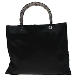 Gucci-Borsa a mano in satin nero GUCCI Bamboo 002 1010 002020 Auth yk13177-Nero