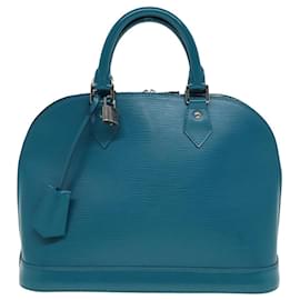 Louis Vuitton-LOUIS VUITTON Epi Alma PM Bolso de Mano Azul Cian M40624 LV Auth 78323-Azul,Otro