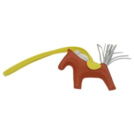 Hermès-HERMES Rodeo PM Charm Leather Brown Yellow Auth 68694A-Brown,Yellow
