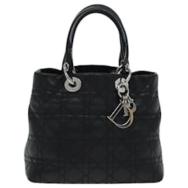 Christian Dior-Borsa Lady Dior Canage in pelle di agnello nera Auth hk1282-Nero