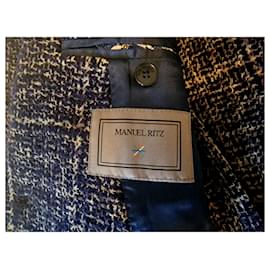 Autre Marque-Men's blazer in bouclé wool Chanel style-Beige,Navy blue