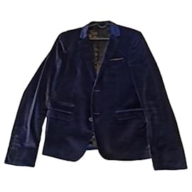 Autre Marque-Navy blue smooth velvet blazer David Mayer Naman-Dark blue
