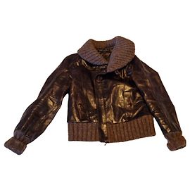 Magnificent slightly varnished brown leather jacket Ventcouvert Brown