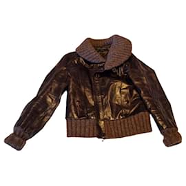 Ventcouvert-Magnificent slightly varnished brown leather jacket Ventcouvert-Brown