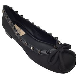 Bailarinas de satén negro Rockstud Valentino Negro