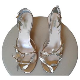 Prada Gold Leather Sandals Size 35 Golden